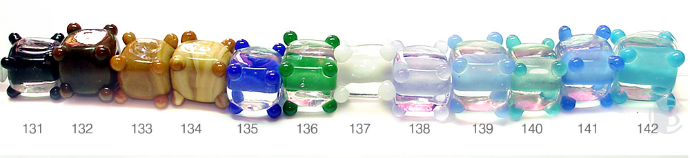 Lampwork Glass Cube Shape Colour Dotted Design Spacer Beads