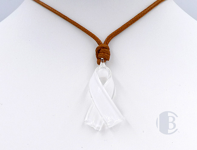 MURANO GLASS BREAST CANCER RIBBON PENDANT