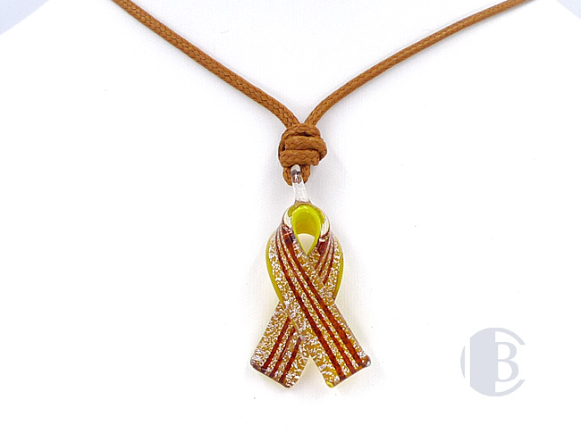 MURANO GLASS BREAST CANCER RIBBON PENDANT