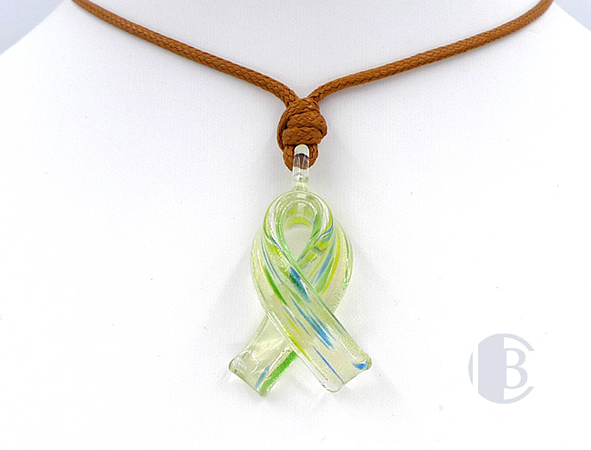 MURANO GLASS BREAST CANCER RIBBON PENDANT