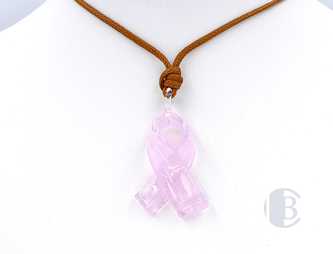 MURANO GLASS BREAST CANCER RIBBON PENDANT