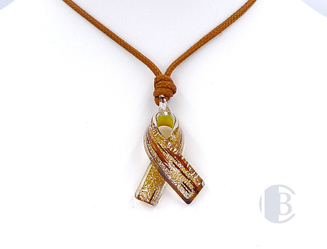 MURANO GLASS BREAST CANCER RIBBON PENDANT