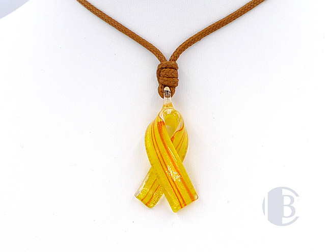 MURANO GLASS BREAST CANCER RIBBON PENDANT