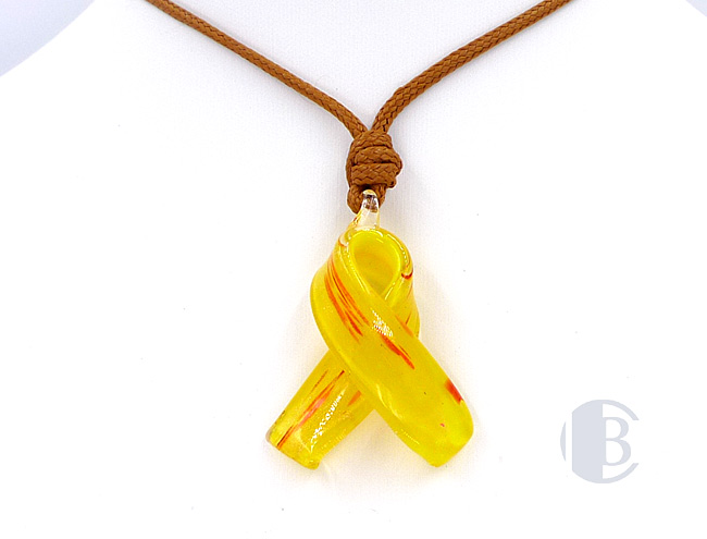 MURANO GLASS BREAST CANCER RIBBON PENDANT