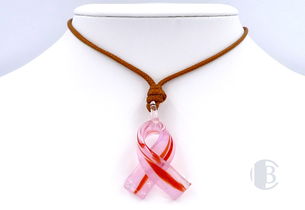 Murano Glass Breast Cancer Ribbon Pendants